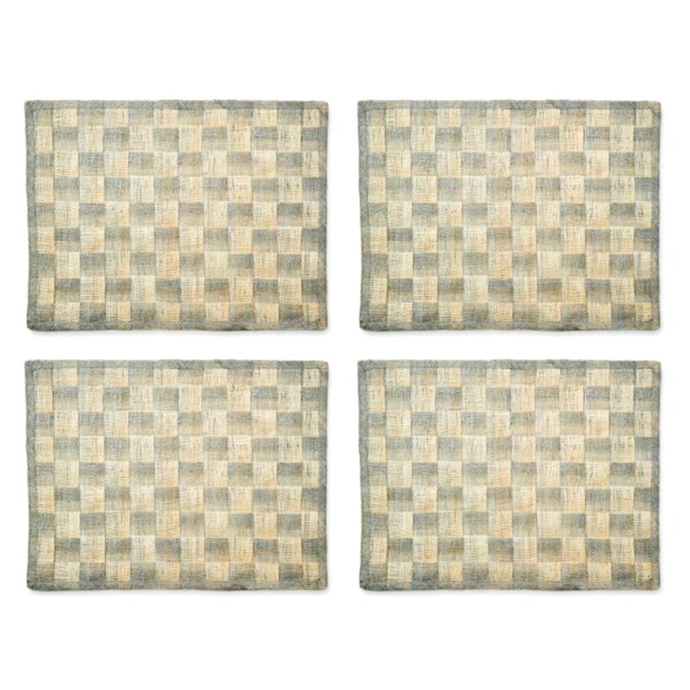 Brand New Mackenzie-Childs Grey Sinamay Placemats 13x17 Set of 4